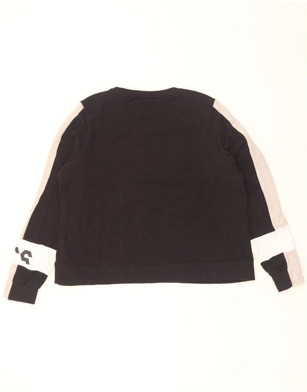Oasis Womens Graphic Sweatshirt Jumper UK 18 XL Black Colourblock Cotton
