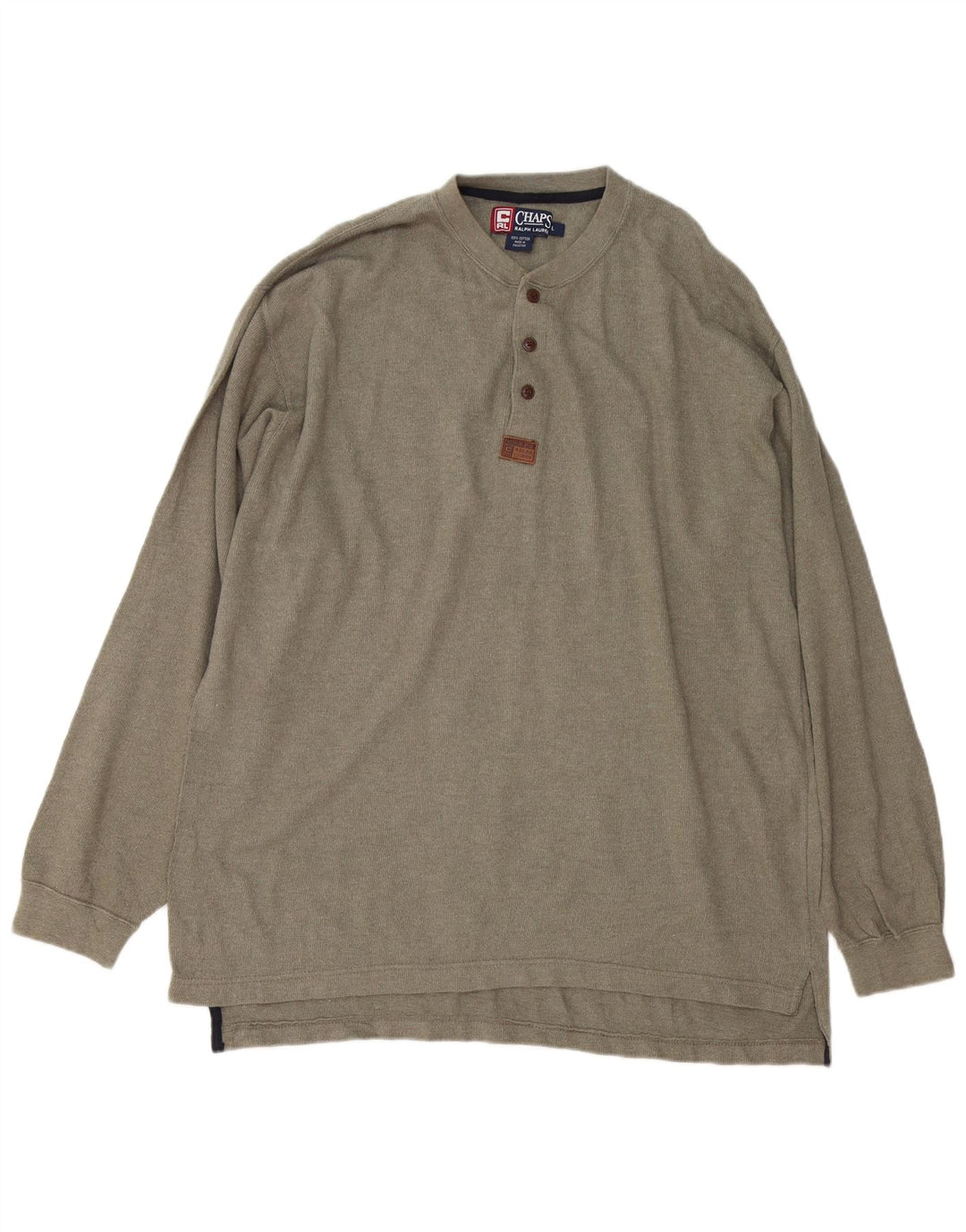 Chaps Ralph Lauren Mens Top Long Sleeve Large Khaki Cotton