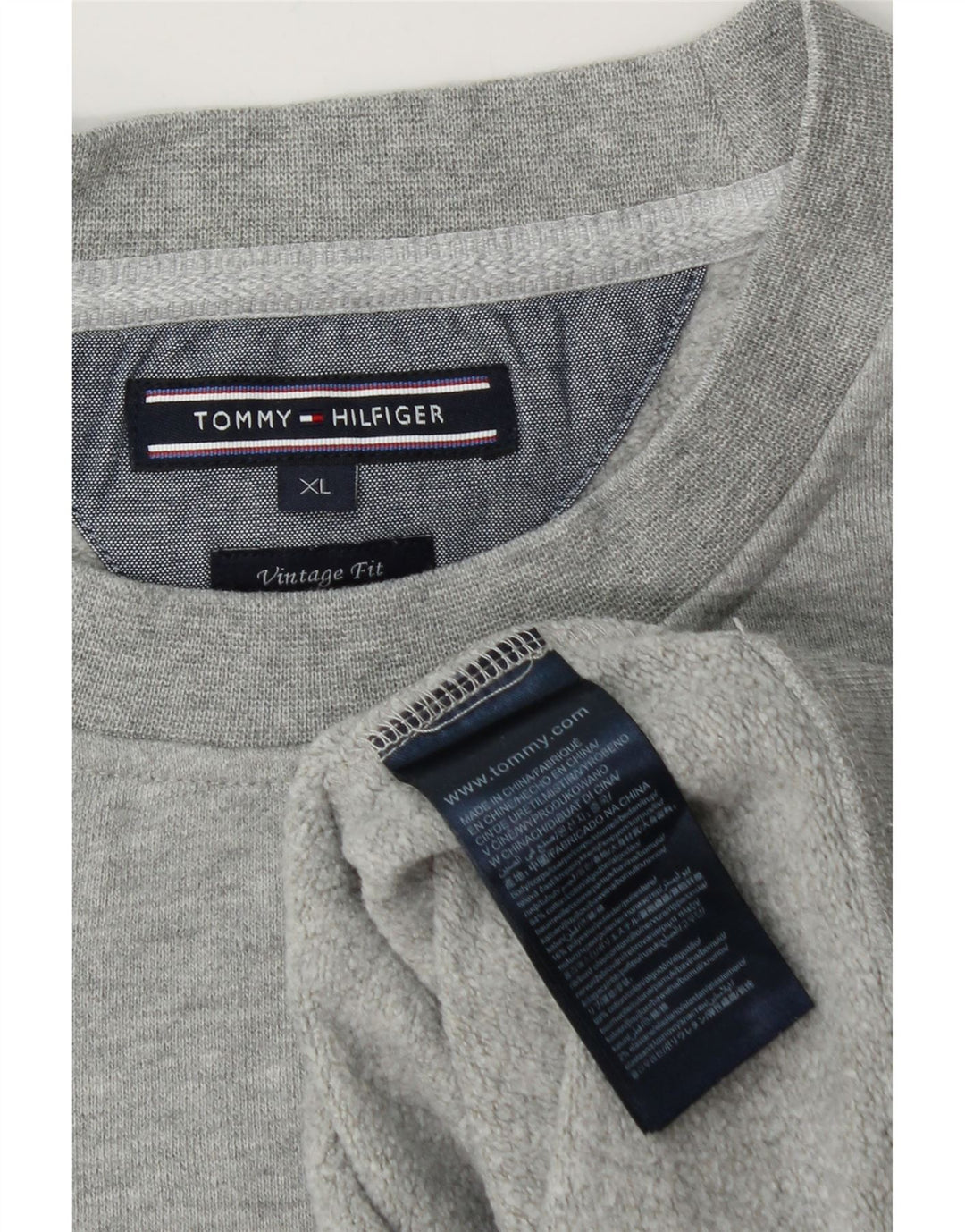 TOMMY HILFIGER Mens Vintage Fit Sweatshirt Jumper XL Grey Cotton