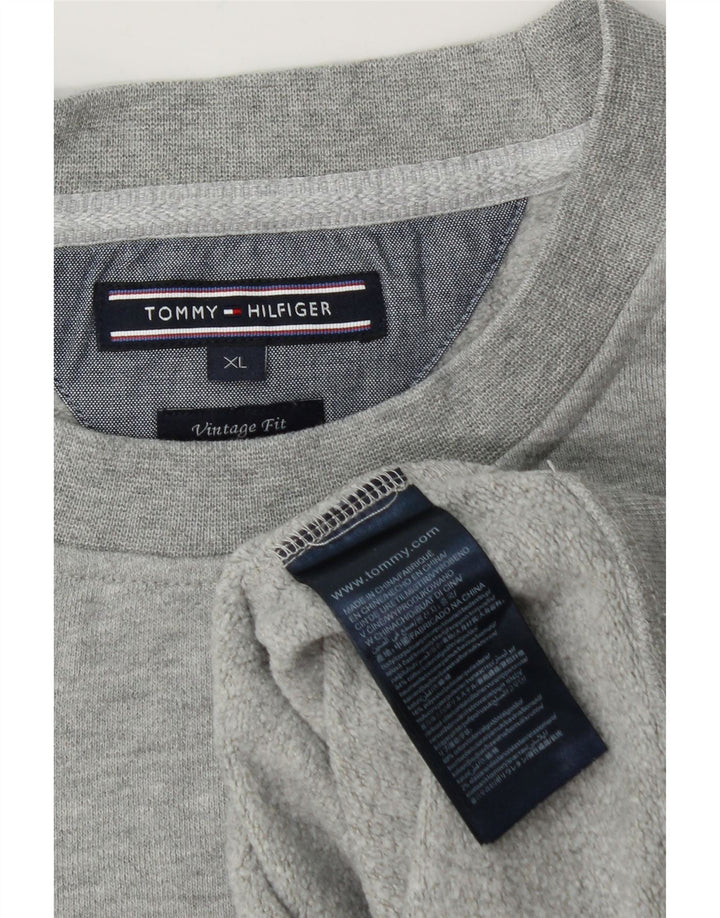 TOMMY HILFIGER Mens Vintage Fit Sweatshirt Jumper XL Grey Cotton