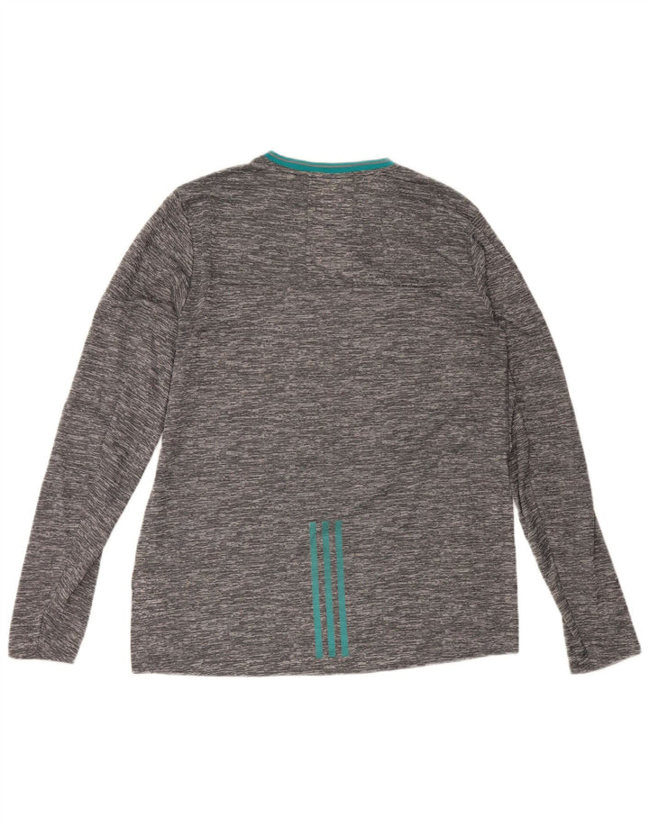 Adidas Mens Climalite Top Long Sleeve Large Grey Flecked Polyester