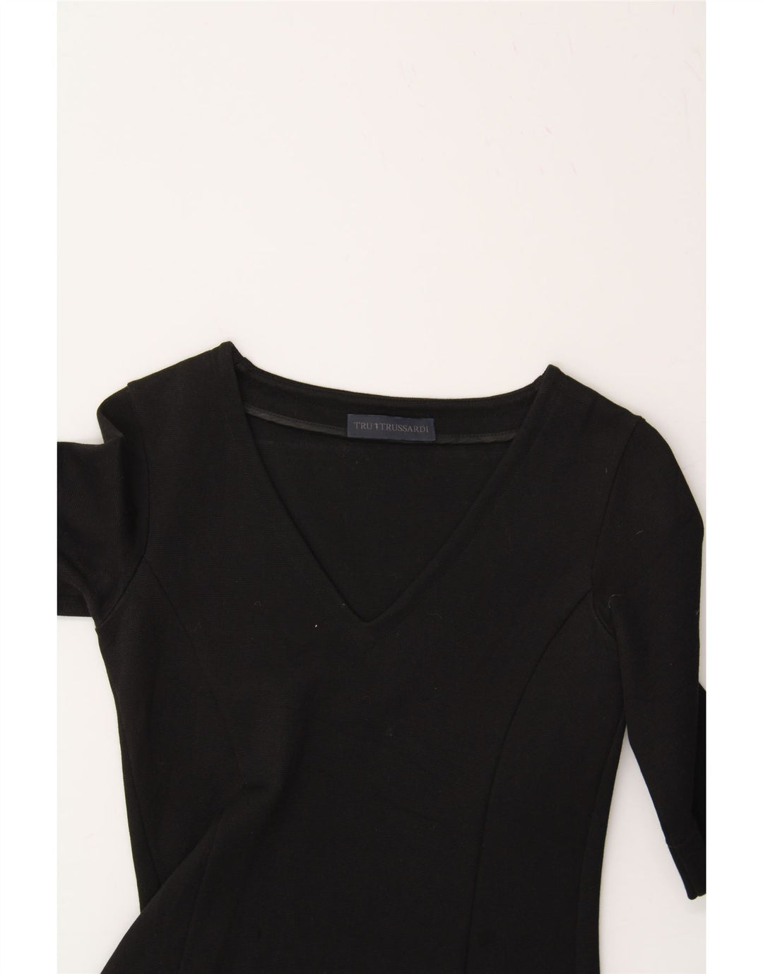 TRUSSARDI Womens 1/2 Sleeve Blouse Top IT 38 XS Black Viscose Vintage Trussardi and Second-Hand Trussardi from Messina Hembry 