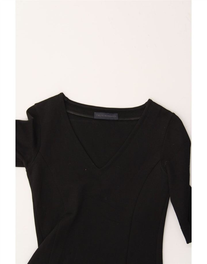 TRUSSARDI Womens 1/2 Sleeve Blouse Top IT 38 XS Black Viscose Vintage Trussardi and Second-Hand Trussardi from Messina Hembry 