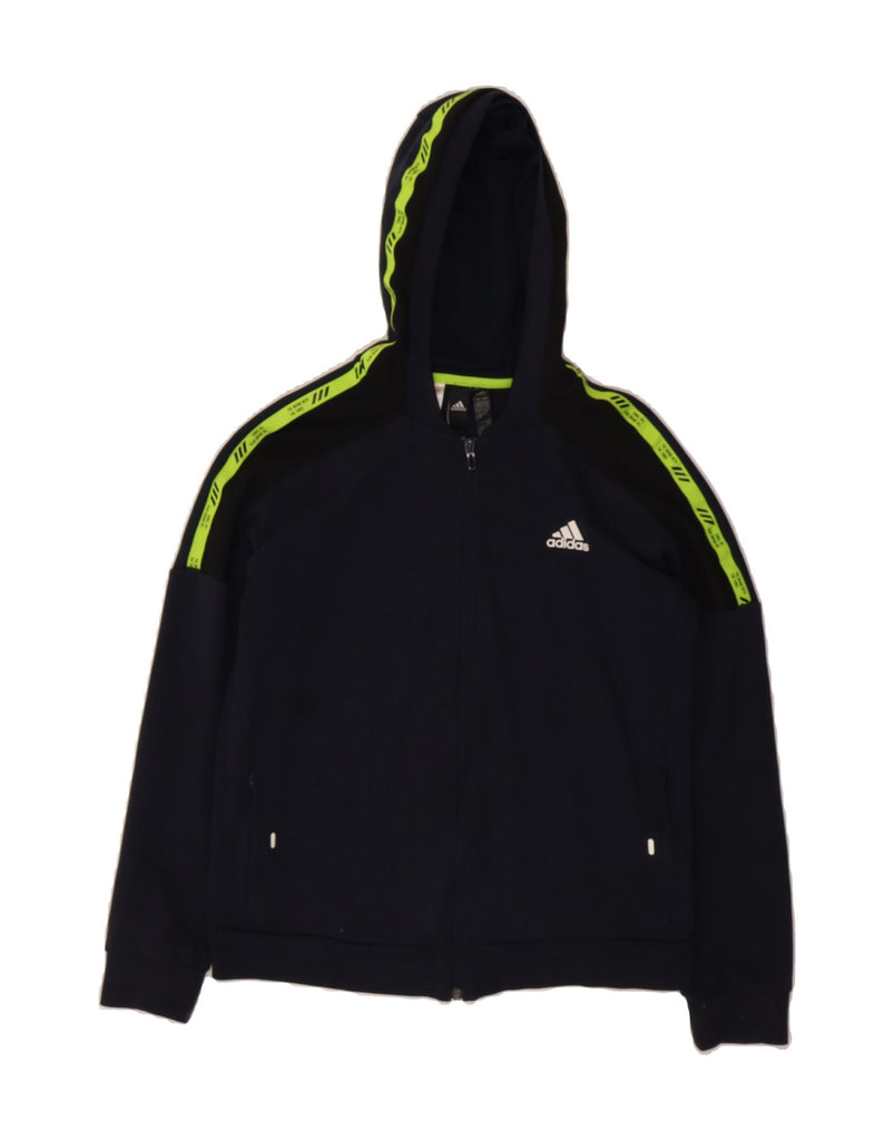 ADIDAS Boys Zip Hoodie Sweater 13-14 Years Navy Blue Vintage Adidas and Second-Hand Adidas from Messina Hembry 