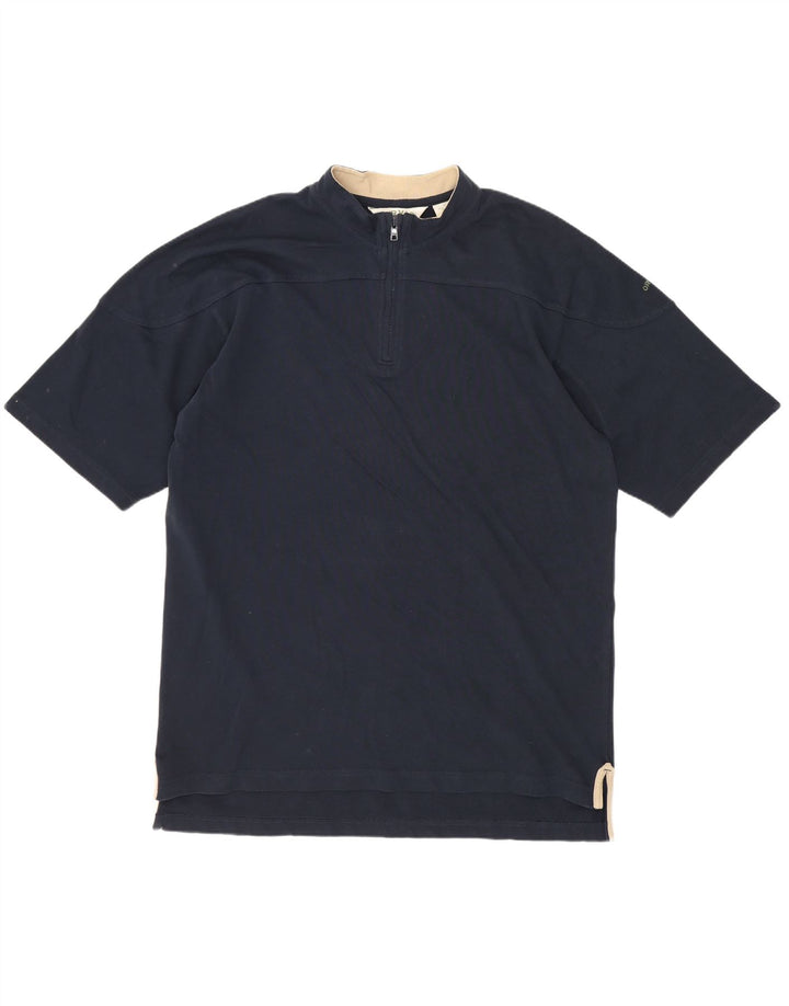 Orvis Mens 1/4 Zip T-Shirt Top Medium Navy Blue Cotton