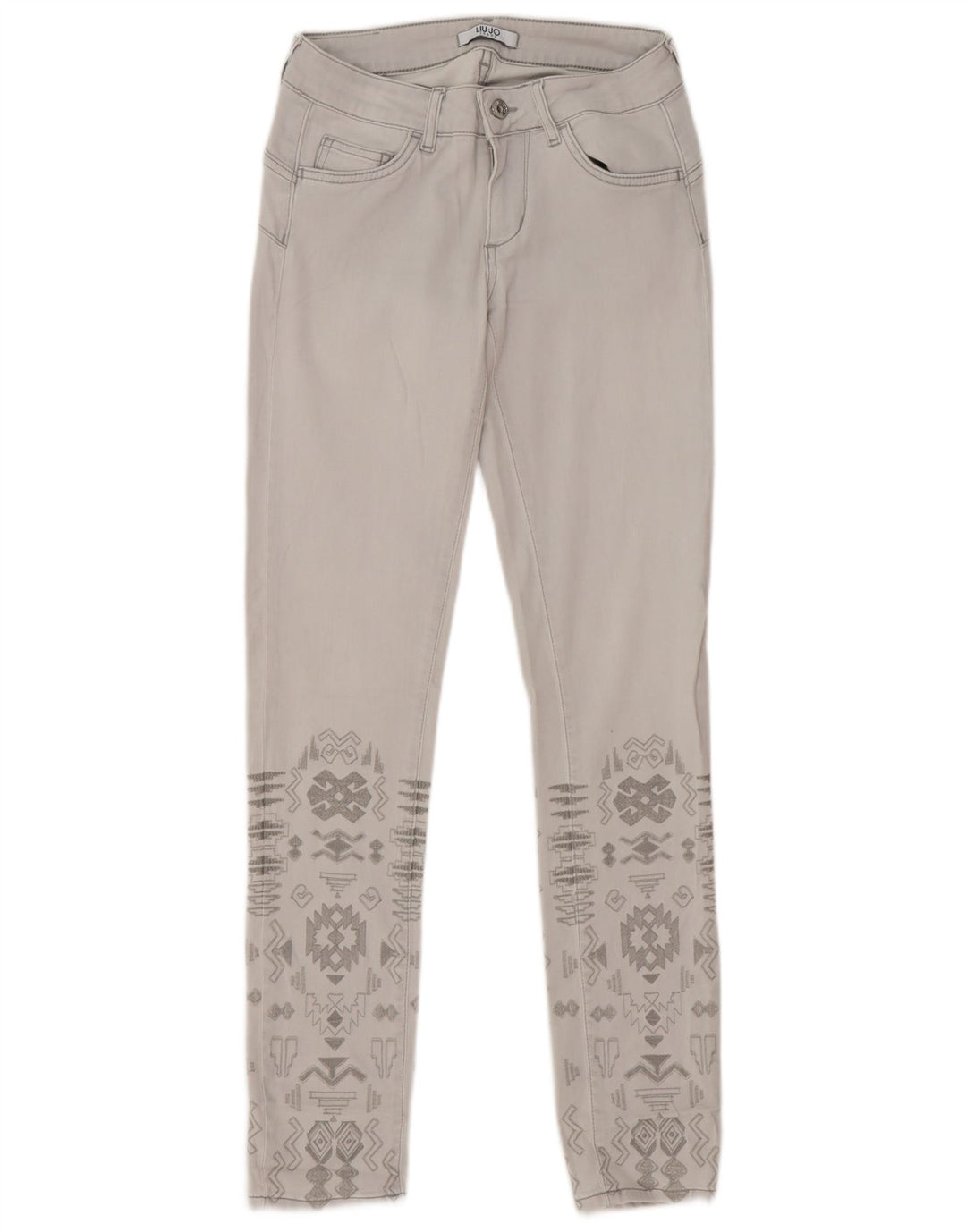 Liu Jo Womens Slim Jeans W28 L31 Grey Geometric