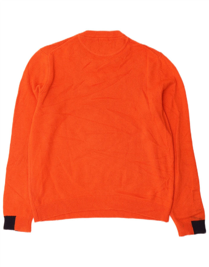 Sun68 Womens Crew Neck Jumper Sweater UK 16 Large Orange Wool
