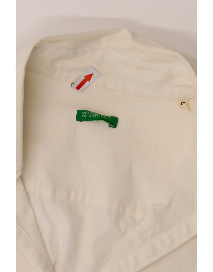 Benetton Womens Pullover Shirt UK 10 Small White Cotton