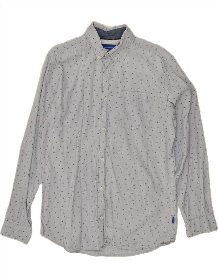JACK & JONES Mens Shirt Large Grey Cotton | Vintage Jack & Jones | Thrift | Second-Hand Jack & Jones | Used Clothing | Messina Hembry 