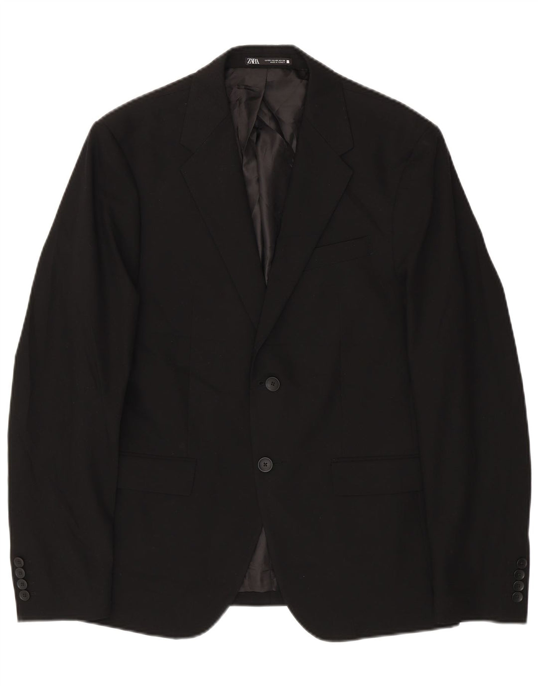 Zara Mens 2 Button Blazer Jacket EU 50 Medium Black
