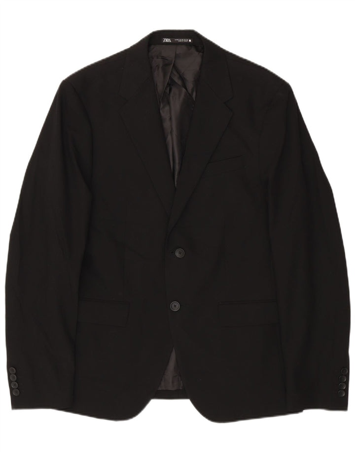 Zara Mens 2 Button Blazer Jacket EU 50 Medium Black