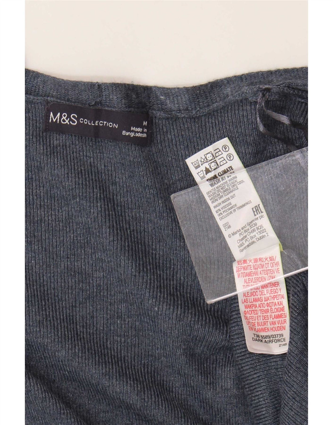 Marks & Spencer Womens Longline Cardigan Sweater UK 14 Medium Navy Blue