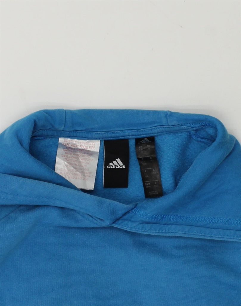 ADIDAS Boys Graphic Hoodie Jumper 11-12 Years Blue Cotton | Vintage Adidas | Thrift | Second-Hand Adidas | Used Clothing | Messina Hembry 