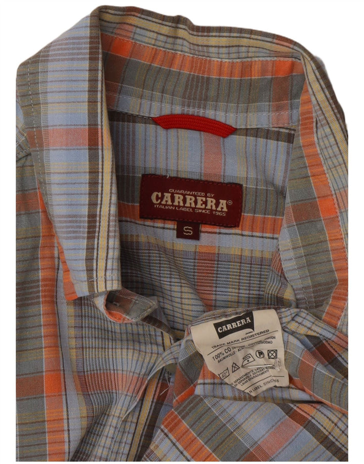 CARRERA Mens Shirt Small Blue Check Cotton