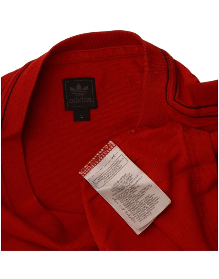 ADIDAS Mens Graphic T-Shirt Top Large Red Cotton