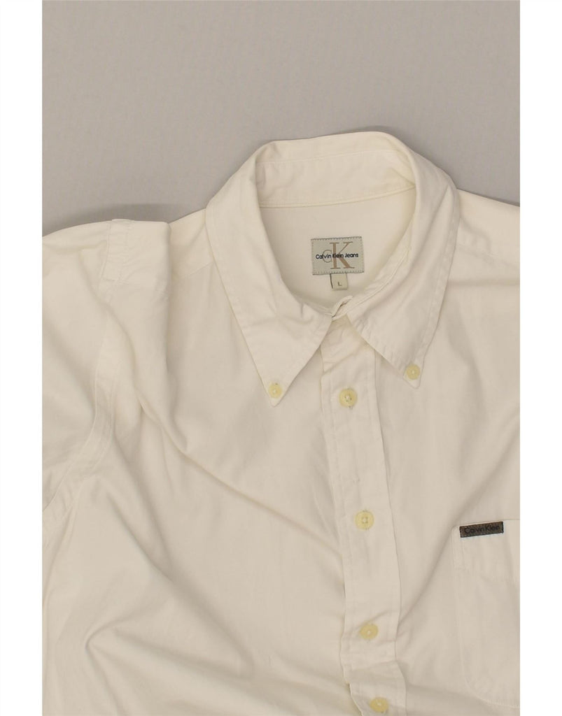 CALVIN KLEIN Mens Shirt Large White Cotton Vintage Calvin Klein and Second-Hand Calvin Klein from Messina Hembry 