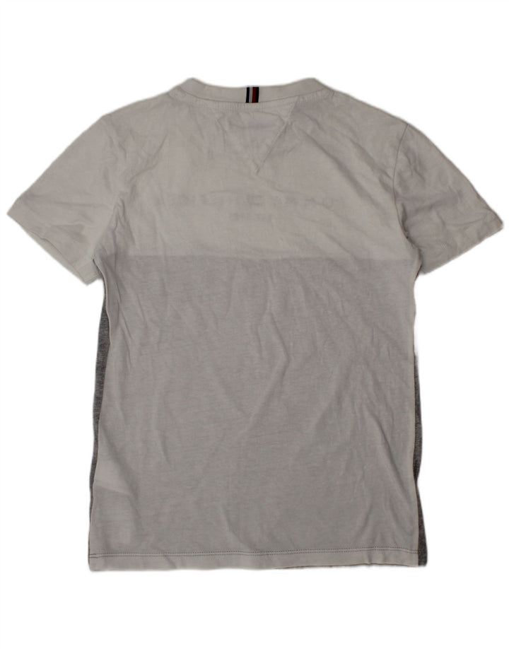 TOMMY HILFIGER Boys Graphic T-Shirt Top 9-10 Years Grey Colourblock Cotton
