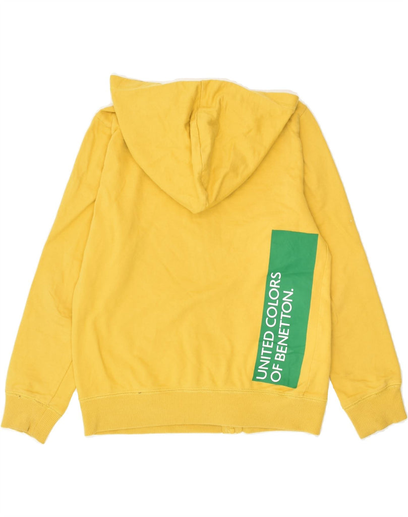 BENETTON Boys Graphic Zip Hoodie Sweater 8-9 Years Large Yellow Cotton | Vintage Benetton | Thrift | Second-Hand Benetton | Used Clothing | Messina Hembry 