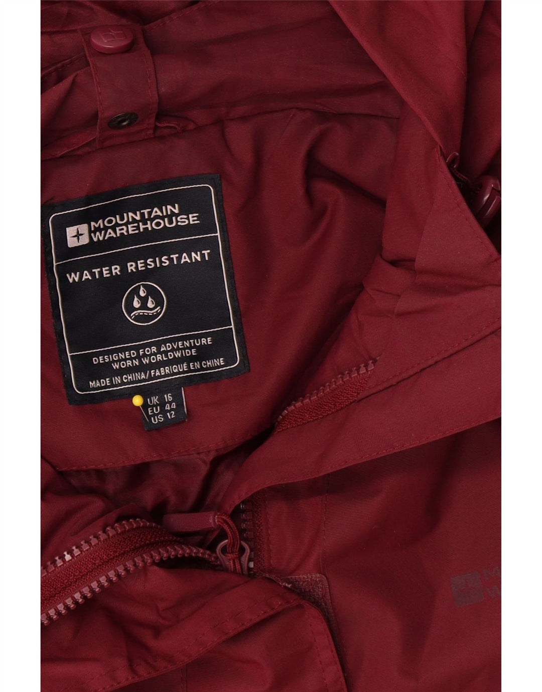 Mountain Warehouse Womens Hooded Rain Jacket UK 16 Large Burgundy Polyester