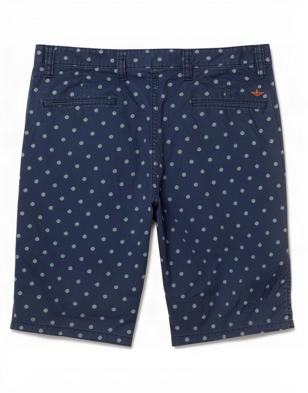 Dockers Mens Chino Shorts Large W34 Navy Blue Spotted Cotton