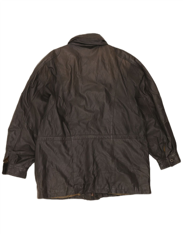 Paolo Negrato Mens Leather Windbreaker Coat IT 56 3XL Grey