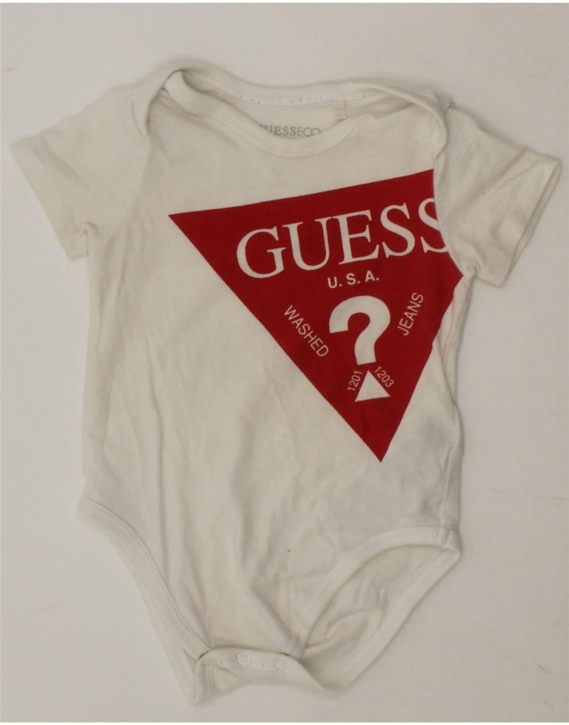 GUESS Baby Girls Graphic Bodysuit 6-9 Months White Cotton Vintage Guess and Second-Hand Guess from Messina Hembry 