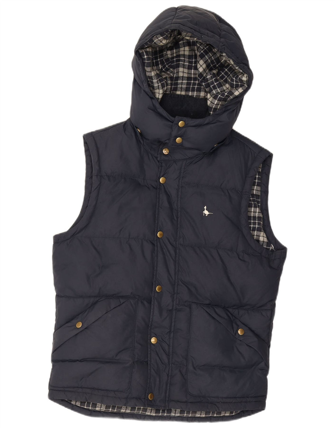 Jack Wills Mens Hooded Padded Gilet UK 36 Small Navy Blue