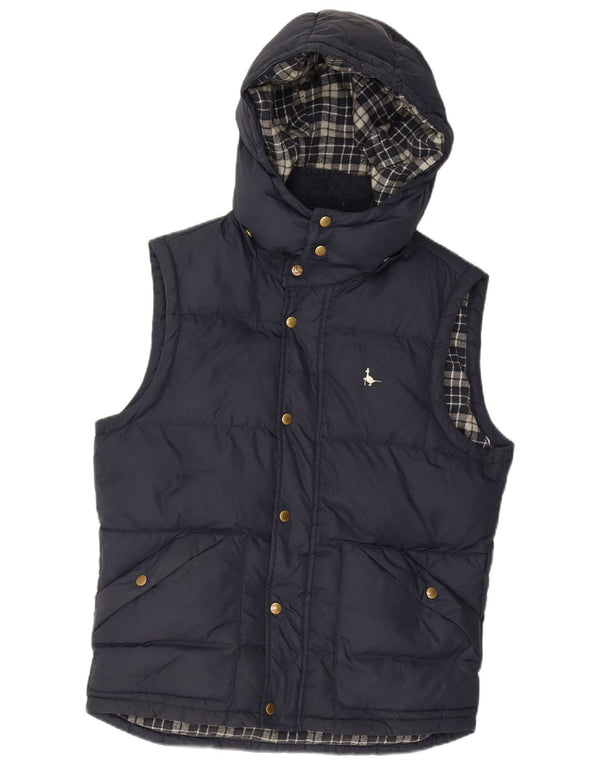 Jack Wills Mens Hooded Padded Gilet UK 36 Small Navy Blue