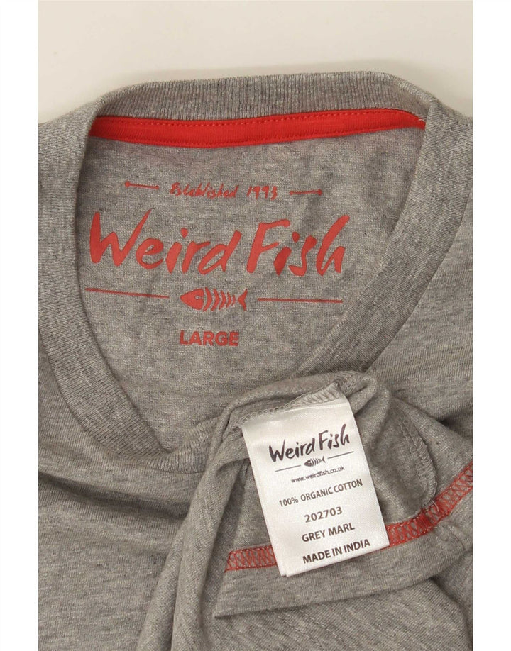 Weird Fish Mens T-Shirt Top Large Grey Cotton
