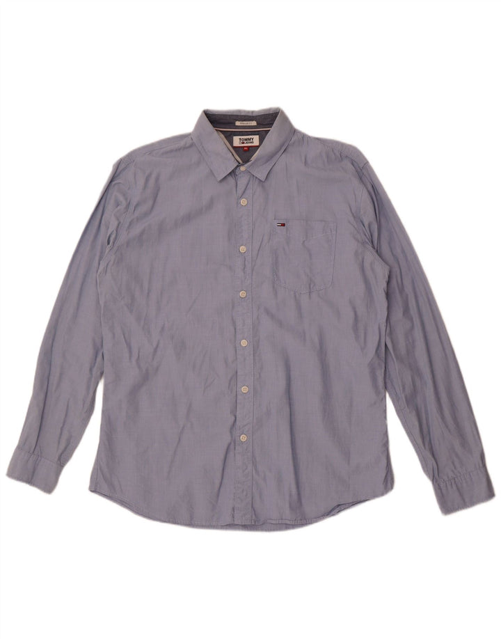 Tommy Hilfiger Mens Regular Fit Shirt XL Blue Cotton