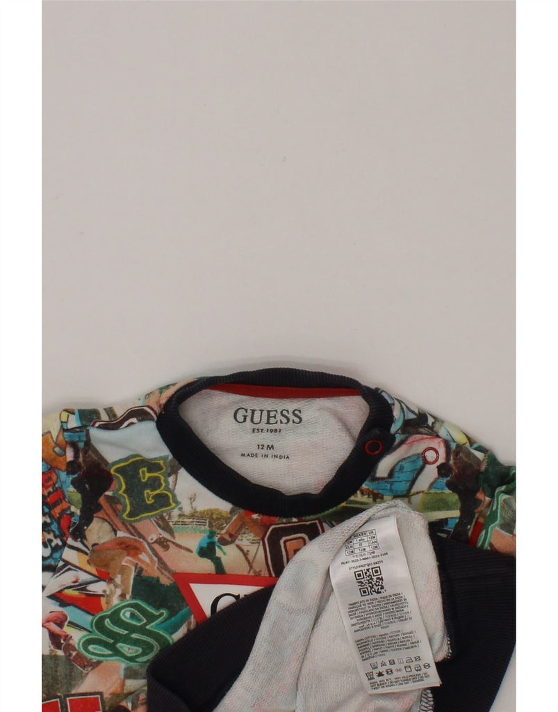 GUESS Baby Boys Graphic Sweatshirt Jumper 9-12 Months Multicoloured Cotton Vintage Guess and Second-Hand Guess from Messina Hembry 