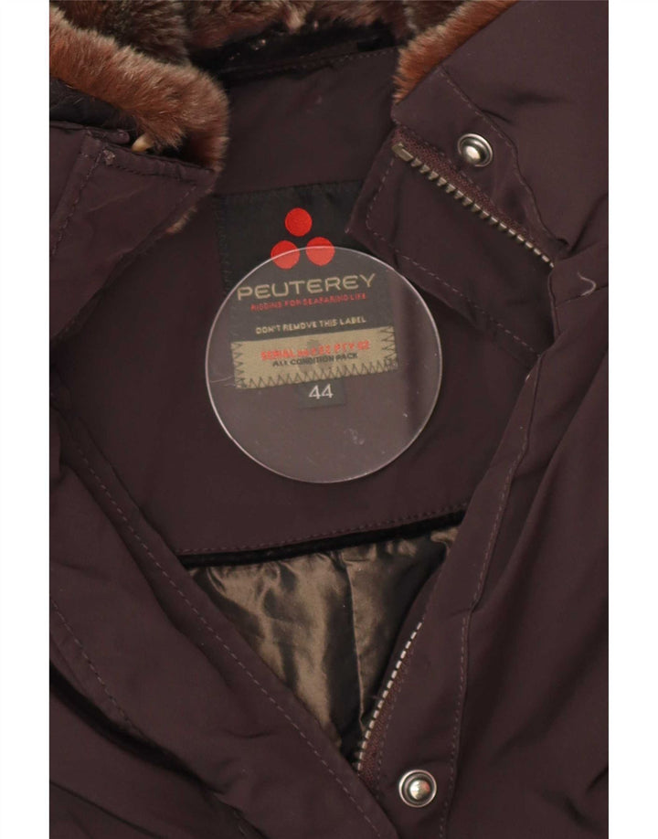 PEUTEREY Womens Padded Parka Jacket IT 44 Medium Brown Polyester