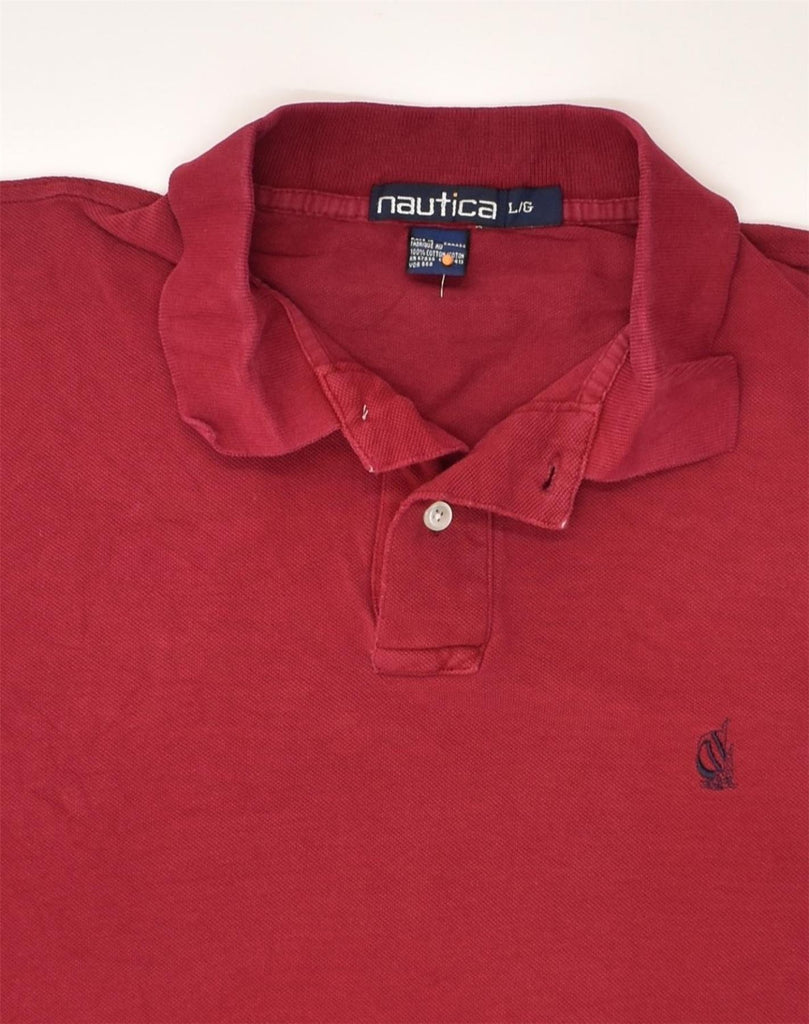 NAUTICA Mens Polo Shirt Large Burgundy Cotton | Vintage Nautica | Thrift | Second-Hand Nautica | Used Clothing | Messina Hembry 