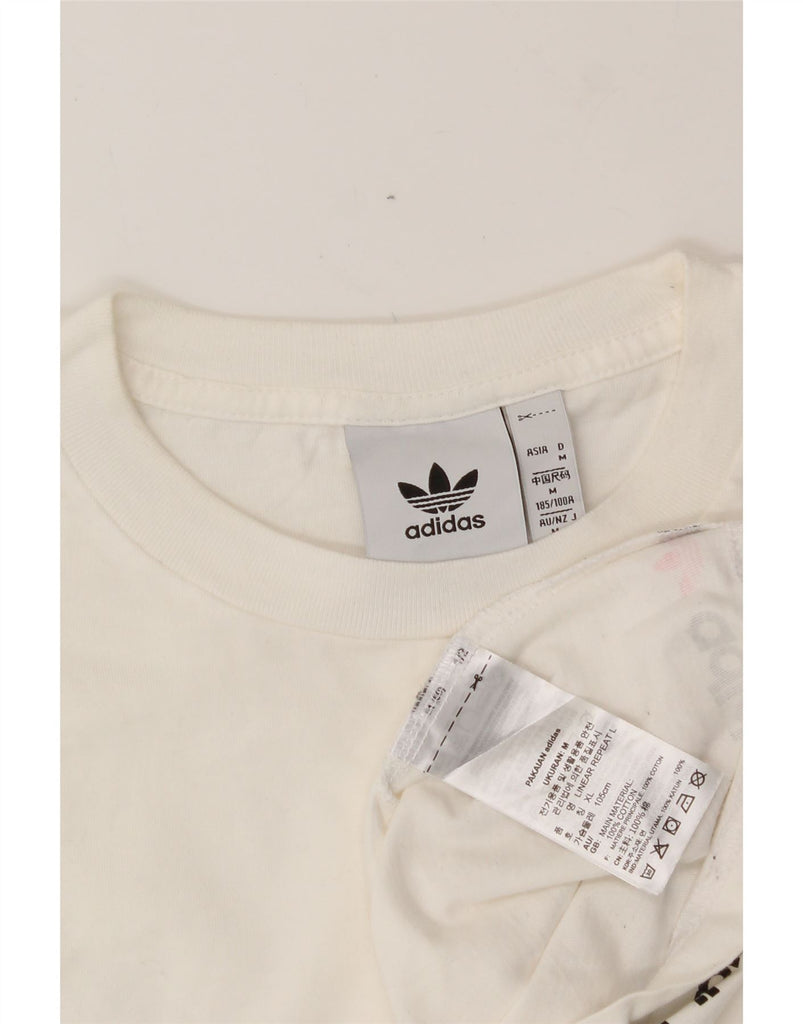 ADIDAS Mens Graphic Top Long Sleeve Medium White Cotton Vintage Adidas and Second-Hand Adidas from Messina Hembry 