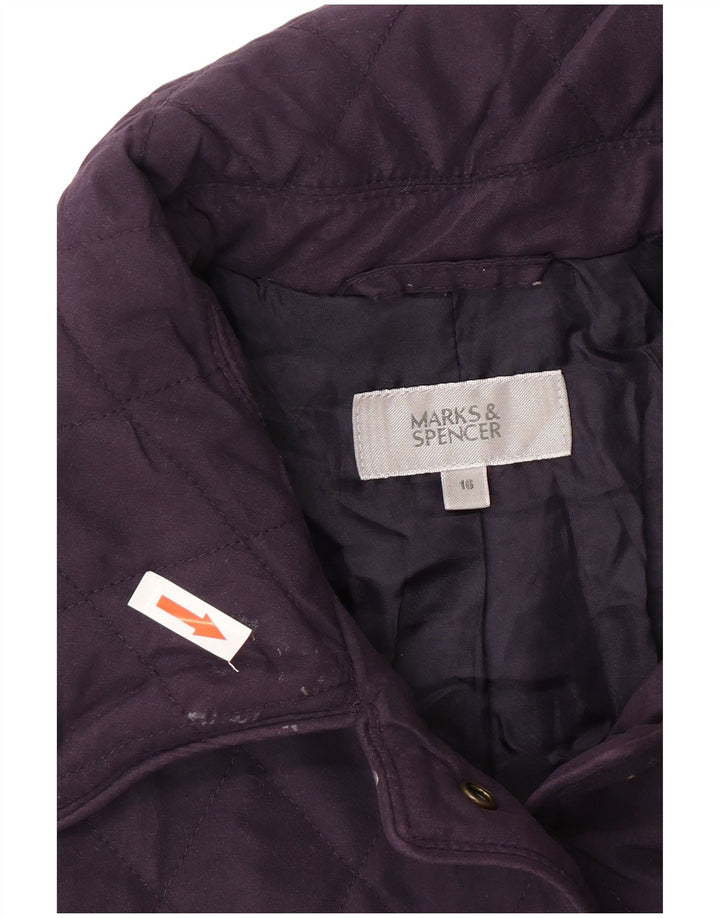 Marks & Spencer Womens Quilted Jacket UK 16 Large Purple Polyester
