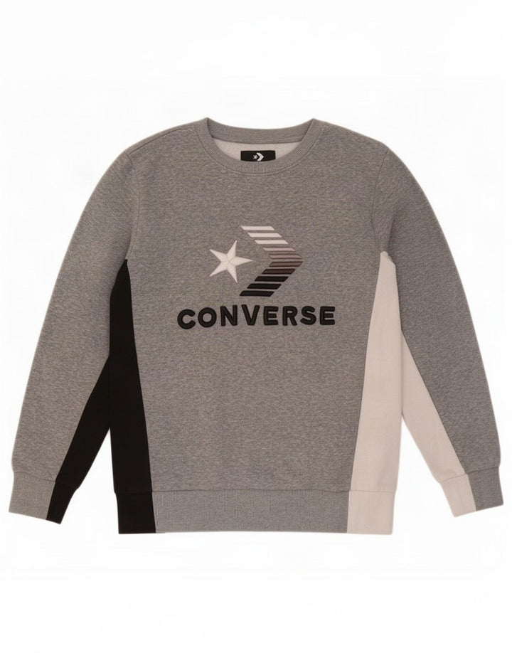 Converse Boys Graphic Sweatshirt Jumper 12-13 Years Large Grey Colourblock