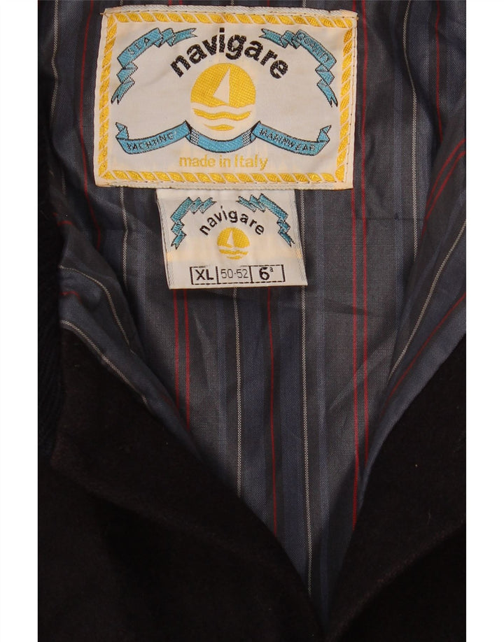 Navigare Mens Bomber Jacket UK 42 XL Navy Blue Wool