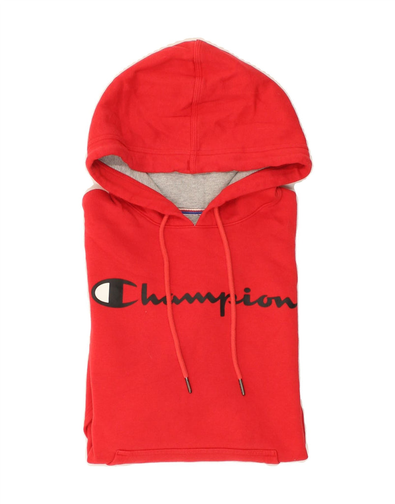 CHAMPION Mens Graphic Hoodie Jumper Small Red Cotton | Vintage Champion | Thrift | Second-Hand Champion | Used Clothing | Messina Hembry 