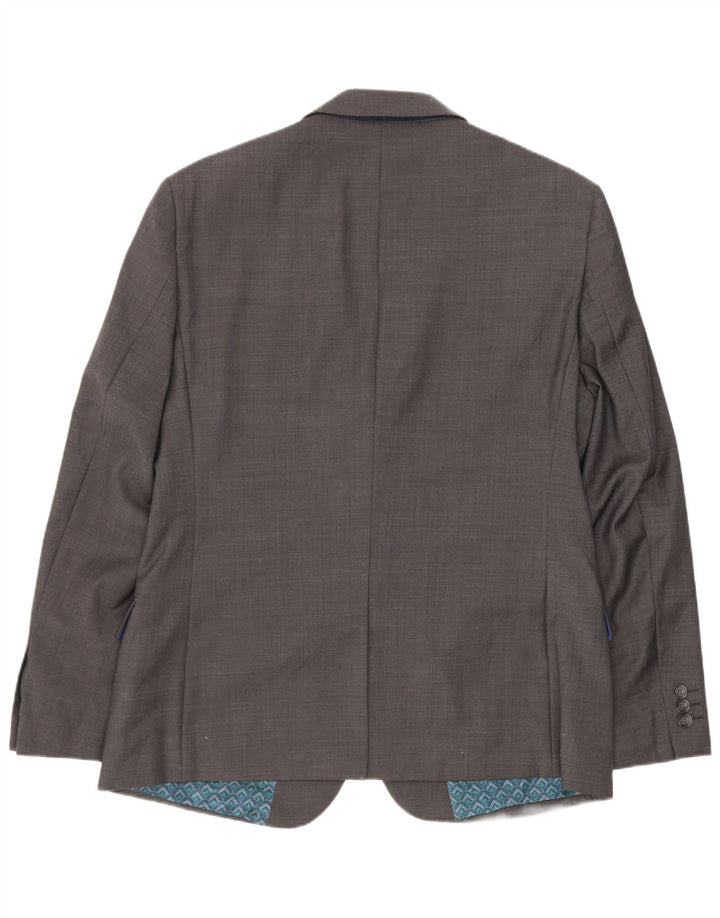 Ted Baker Mens Short 2 Button Blazer Jacket UK 40 Large Grey Wool
