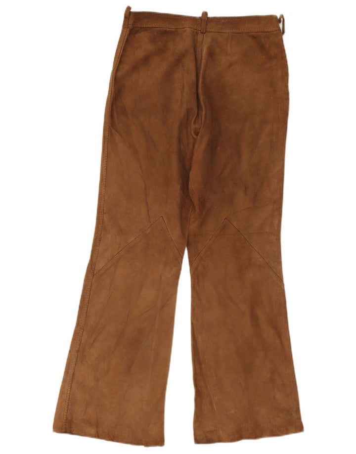 Vintage Womens Flare Suede Trousers W26 L26 Beige