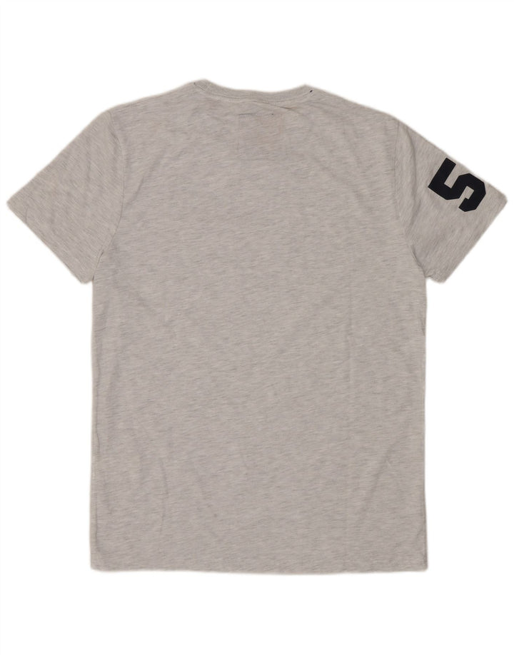 SUPERDRY Mens Graphic T-Shirt Top Medium Grey Flecked Cotton