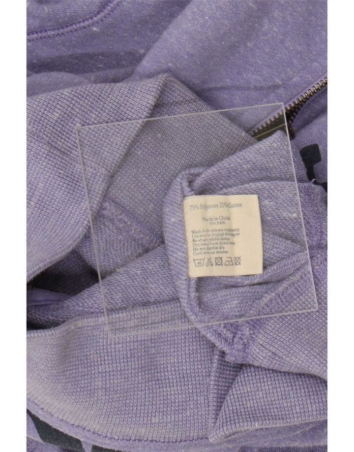 Jack Wills Mens Graphic Zip Hoodie Sweater Medium Purple Flecked Polyester