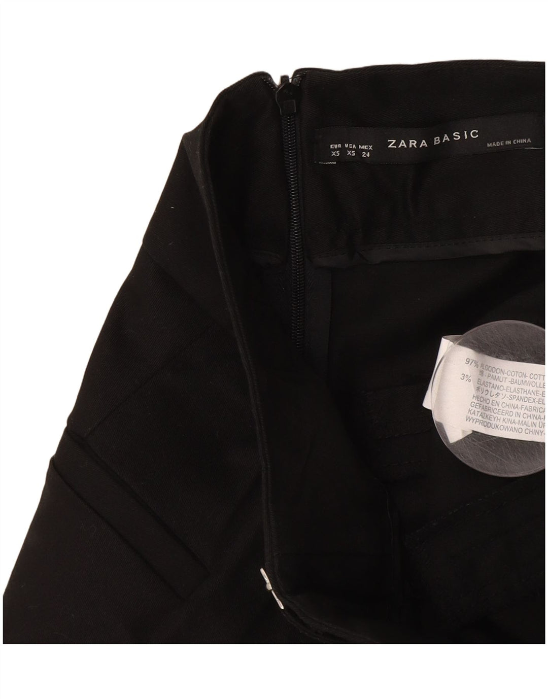 Zara Womens A-Line Skirt XS W24 Black Cotton