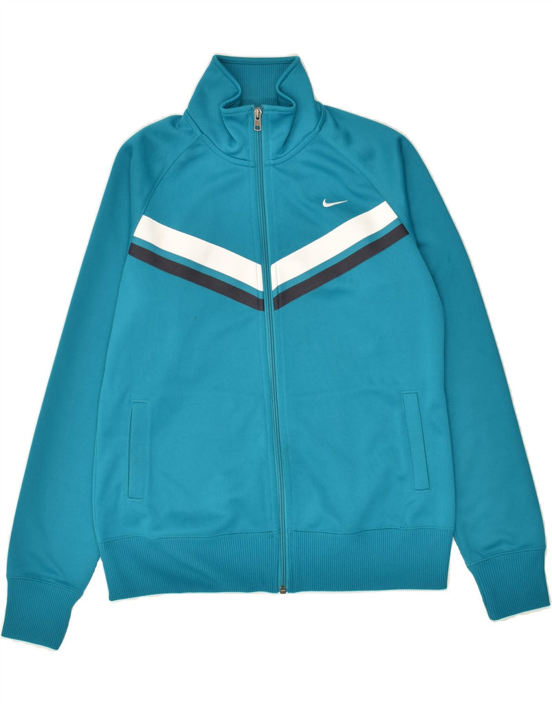 NIKE Womens Tracksuit Top Jacket UK 16/18 Large Blue Colourblock Polyester | Vintage Nike | Thrift | Second-Hand Nike | Used Clothing | Messina Hembry 