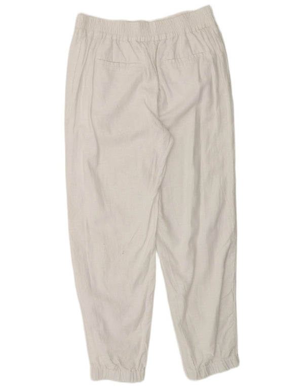 MONSOON Womens Tapered Casual Trousers UK 10 Small W28 L28 White Linen