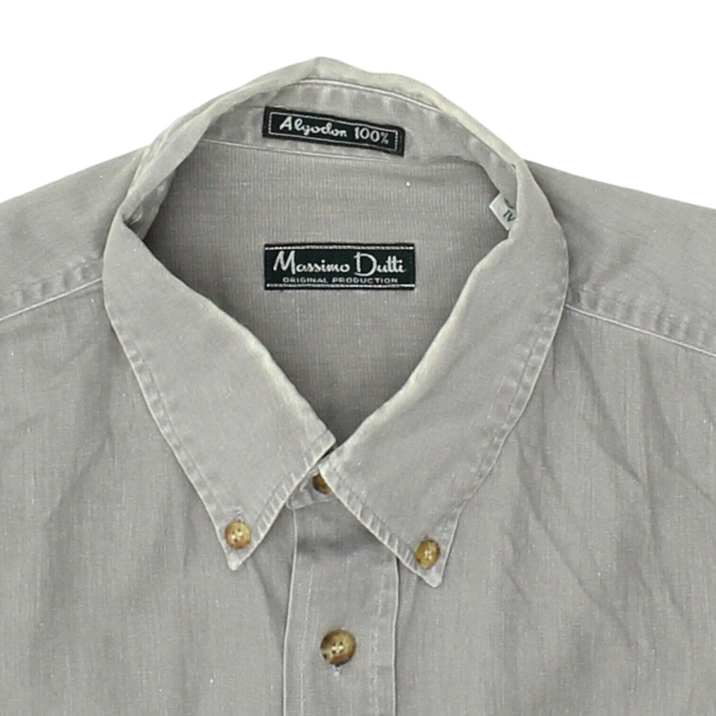 Massimo Dutti Mens Grey Button Down Collar Shirt | Vintage High End Designer VTG | Vintage Messina Hembry | Thrift | Second-Hand Messina Hembry | Used Clothing | Messina Hembry 