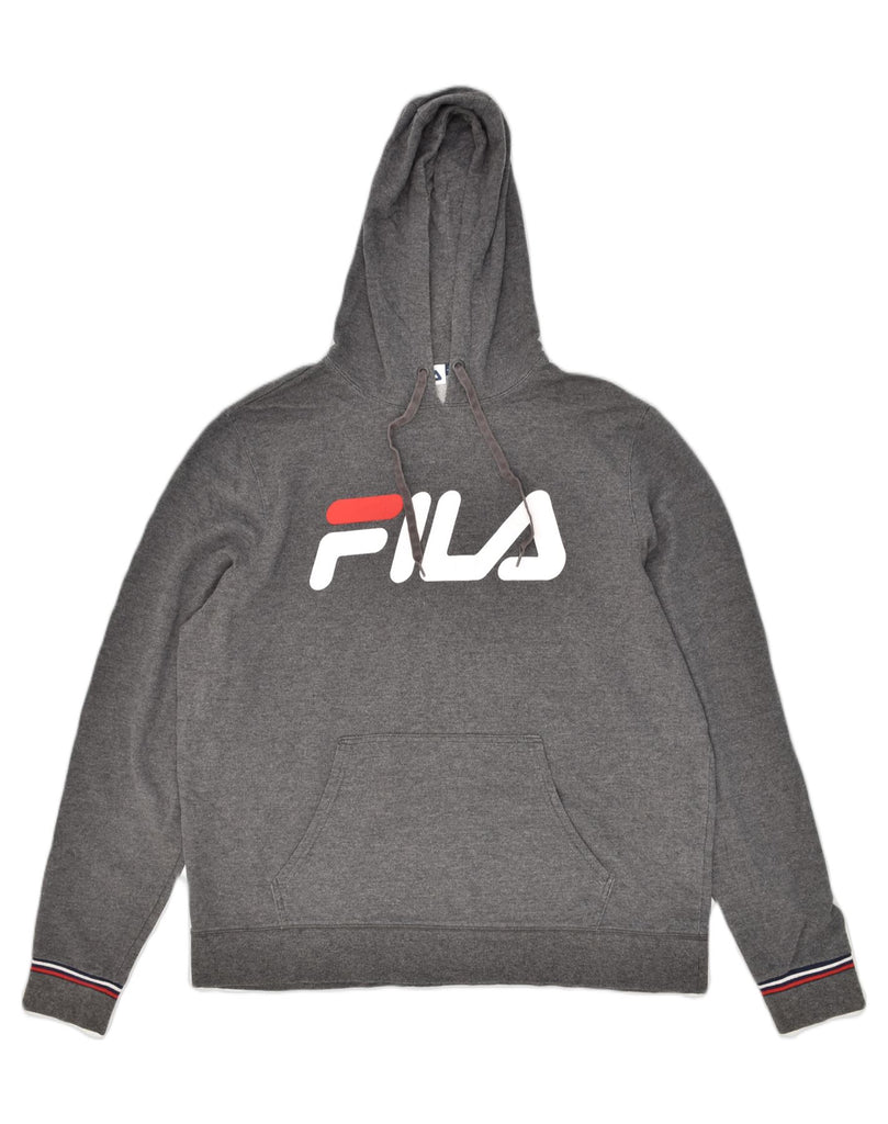 FILA Mens Graphic Hoodie Jumper XL Grey Cotton | Vintage Fila | Thrift | Second-Hand Fila | Used Clothing | Messina Hembry 