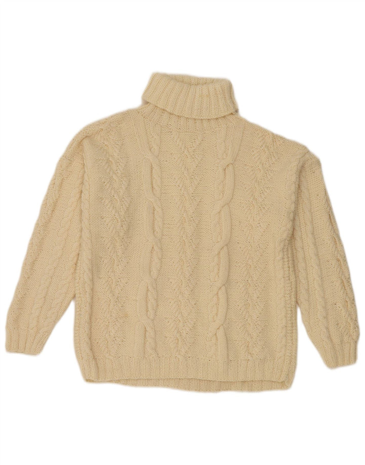 Vintage Womens Roll Neck Jumper Sweater UK 12 Medium Off White