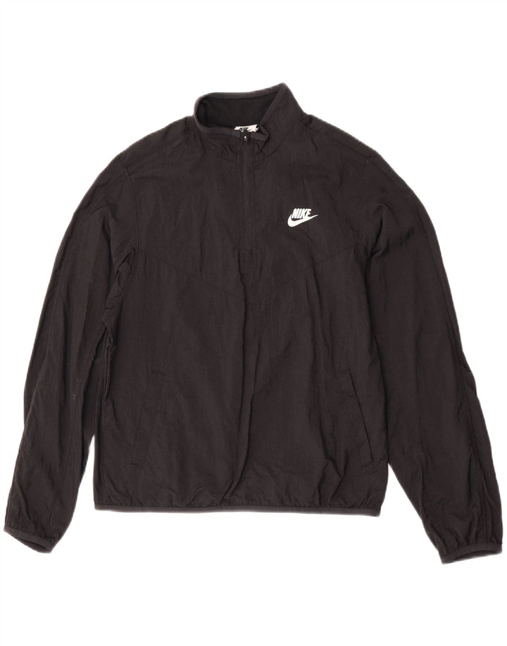 Nike Boys Graphic Pullover Tracksuit Top Jacket 13-14 Years XL Black Nylon