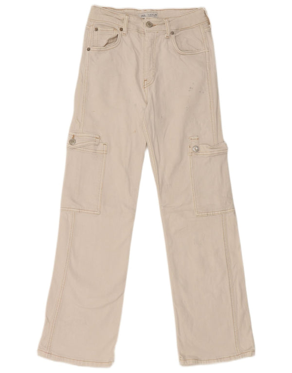 Zara Girls Cargo Straight Jeans 13-14 Years W24 L27 White
